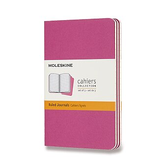 Obrázek produktu Zošity Moleskine Cahier - S, linajkový, 3 ks, tmavo ružové