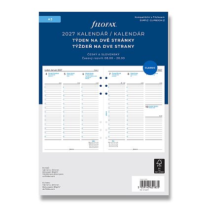 Product image Filofax - náplň A5 - kalendář 2027, týden na 2 strany, linkovaný, ČJ + SJ