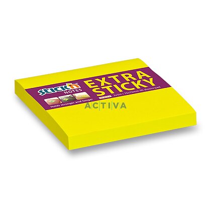Obrázok produktu Hopax Stick'n Extra Sticky - samolepiaci bloček - 76 × 76 mm, 90 l., žltý