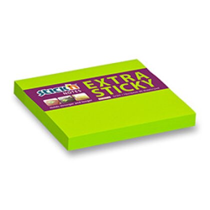 Obrázok produktu Hopax Stick'n Extra Sticky - samolepiaci bloček - 76 × 76 mm, 90 l., zelený