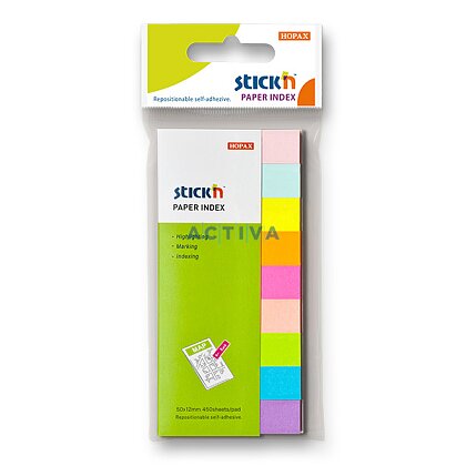 Obrázek produktu Hopax Stick'n Index Notes - neonové samolepicí záložky - 50 × 12 mm, 9 × 50 l.