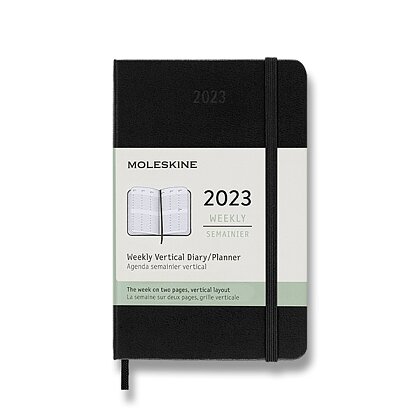 Obrázek produktu Moleskine 2023 - diář v tvrdých deskách - vertikální, velikost S, týdenní, černý