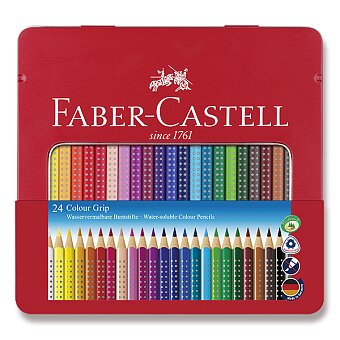 Obrázek produktu Pastelky Faber-Castell Grip 2001 - plechová krabička, 24 barev