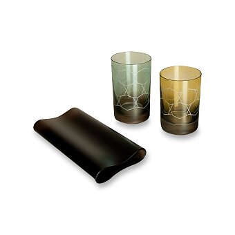 Obrázek produktu Stojánek na pera Crystalex Harmony - designový set z českého skla, modrá/zelená