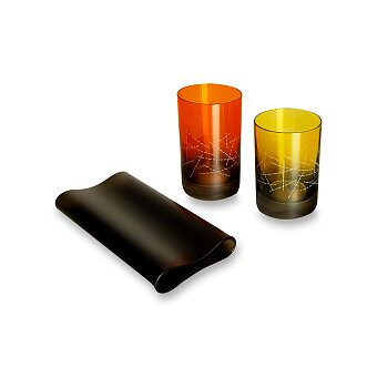 Obrázek produktu Stojánek na pera Crystalex Harmony - designový set z českého skla, oranžová/žlutá
