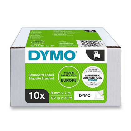 Obrázok produktu Dymo D1 - originálna polyesterová páska - 9 mm × 7 m, čierno-biela, 10 ks