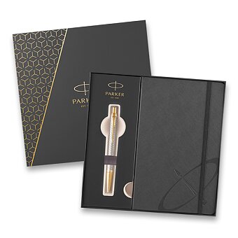 Obrázek produktu Parker IM Premium Warm Grey GT - kuličkové pero, dárková kazeta se zápisníkem