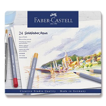 Obrázek produktu Akvarelové pastelky Faber-Castell Goldfaber Aqua - plechová krabička, 24 barev