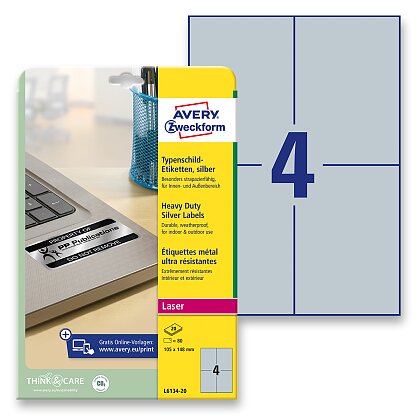 Product image Avery Zweckform - Silver PET Labels - 105.0 x 148.0 mm, 80 labels