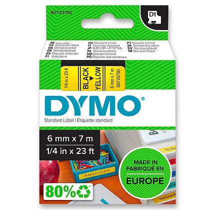 Obrázok produktu Dymo - samolepiaca polyesterová páska - 6 mm x 7 m, čierna / žltá