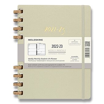 Obrázek produktu Diář Moleskine Spiral Academic 2022-23 tvrdé desky - XL, měsíční/týdenní, světle zelený