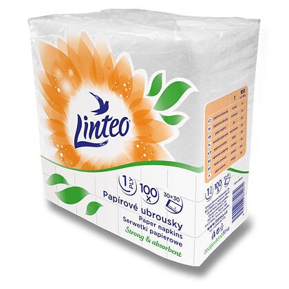 Obrázek produktu Linteo - 1vrstvé papírové ubrousky - 30 × 30 cm, 100 ks, bílé