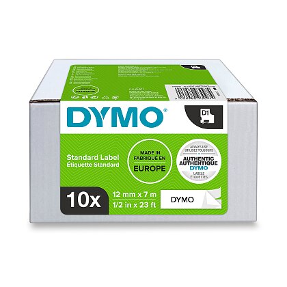 Obrázok produktu Dymo D1 - originálna polyesterová páska - 12 mm × 7 m, čierno-biela, 10 ks