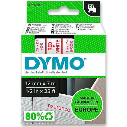 Obrázok produktu Dymo D1 S0720550 - originálna polyesterová páska - 12 mm x 7 m, červená / biela