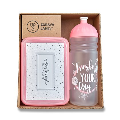 Product image Zdravá lahev - set of snack box and bottle - pink