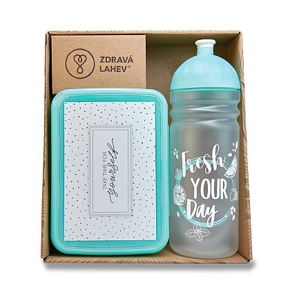 Product image Zdravá lahev - snack box and bottle set - turquoise