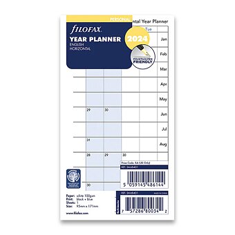 Obrázek produktu Roční plánovací kalendář 2024, Aj - horizontální, náplň osobních diářů Filofax