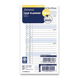Obrázek produktu Ročný plánovací kalendár 2024, Aj - vertikálna, náplň osobných diárov Filofax
