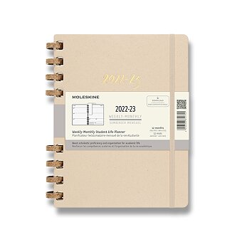 Obrázek produktu Diář Moleskine Spiral Academic 2022-23, tvrdé desky - XL, měsíční/týdenní, světle růžový