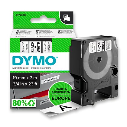 Obrázek produktu Dymo D1 S0720830 - originální polyesterová páska - 19 mm × 7 m, černo-bílá