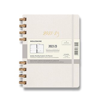 Obrázek produktu Diář Moleskine Spiral Academic 2022-23 tvrdé desky - XL, měsíční/týdenní, světle šedý