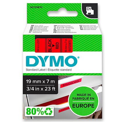 Obrázok produktu Dymo D1 S0720870 - originálna polyesterová páska - 19 mm × 7 m, čierno-červená