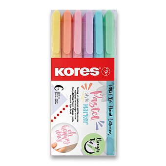 Obrázek produktu Popisovač Kores Style Brush Marker - Pastel, 6 barev