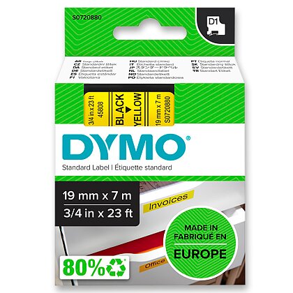 Obrázek produktu Dymo D1 S0720880 - originální polyesterová páska - 19 mm × 7 m, černo-žlutá