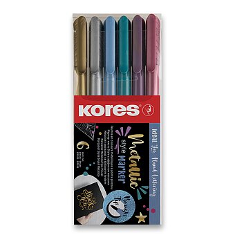 Obrázek produktu Popisovač Kores Style Brush Marker - Metallic, 6 barev