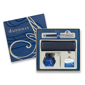 Obrázek produktu Waterman Carène Made in France DLX Blue CT - plnicí pero, dárková sada s pouzdrem, inkoustem, konvertorem a bombičkami