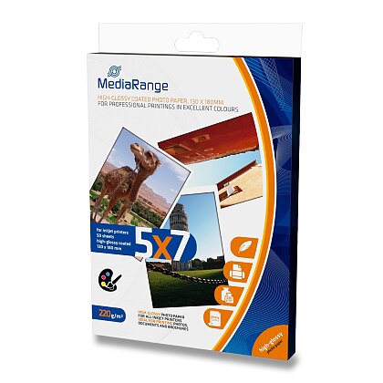 Obrázok produktu MediaRange - fotografický papier - lesklý, 130 x 180 mm, 220 g, 50 listov