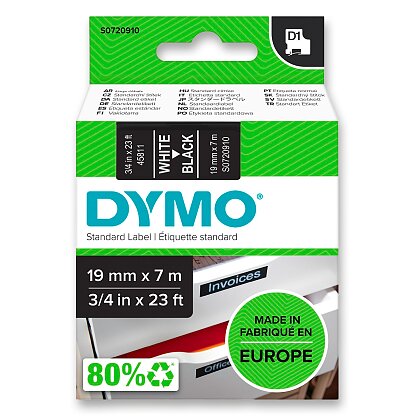 Obrázek produktu Dymo D1 S0720910 - originální polyesterová páska - 19 mm × 7 m, bílo-černá