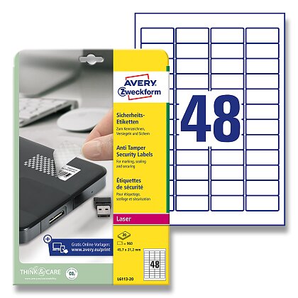 Obrázek produktu Avery Zweckform - Etikety s ochranou proti manipulaci - 45,7 x 21,2 mm, 960 etiket