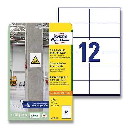 Obrázek produktu Avery Zweckform - etikety s vysokou lepivostí - 105 × 48 mm, 240 etiket