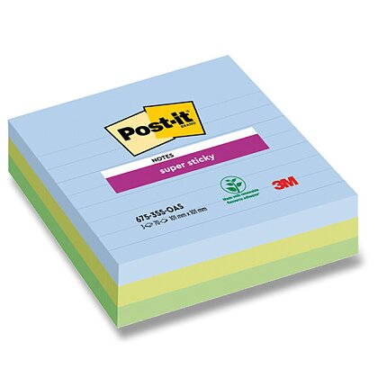 Obrázek produktu 3M Post-it 675 Super Sticky - silně lepicí bloček - 101 x 101 mm, 3 x 70 l., Oasis