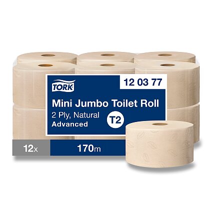 Obrázok produktu Tork T2 Natural Mini - toaletný papier - 2vrstvový, priemer 18,8 cm, návin 170 m, 12 ks
