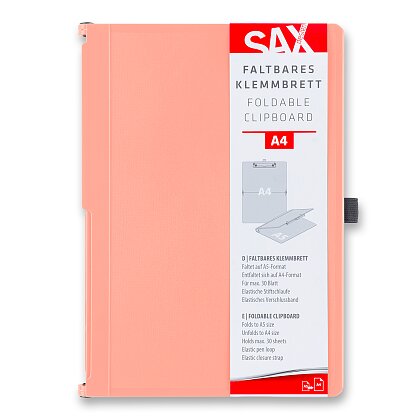 Obrázok produktu SAX - uzatvárateľné písacie dosky s klipom - A4, lososové
