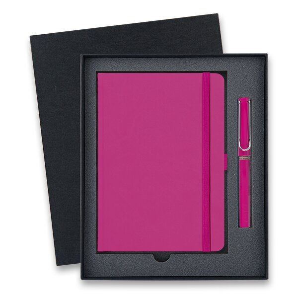 Lamy Safari Shiny Pink roller, dárková kazeta se zápisníkem