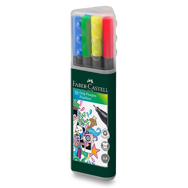 Fineliner Faber-Castell Grip 10 barev v plastovém boxu