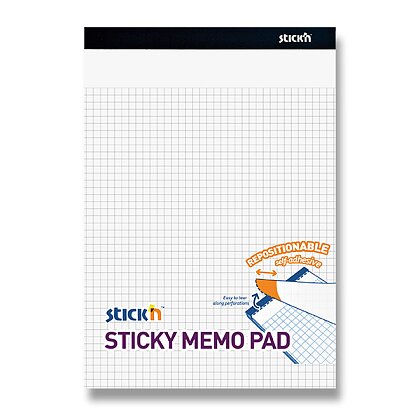 Obrázek produktu Hopax Stick'n Sticky Memo Pad - samolepicí blok - 254 x 178 mm, 50 l., bílý, čtverečkovaný