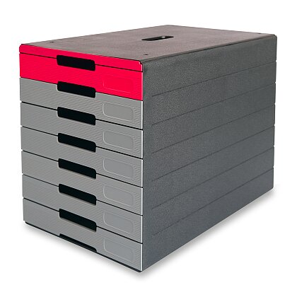 Obrázek produktu Durable Idealbox Plus 7 - zásuvkový box - 7 zásuvek, šedo-červený