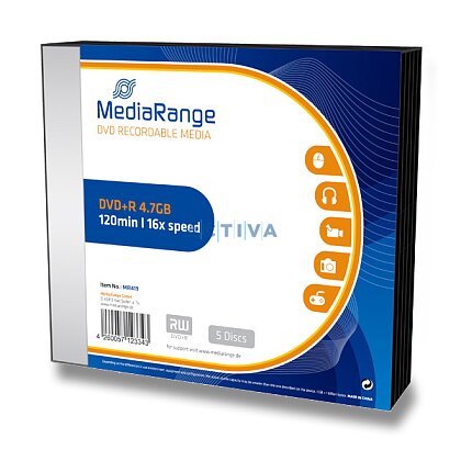 Obrázok produktu MediaRange - zapisovateľné DVD+ R - 4,7 GB; 5 ks