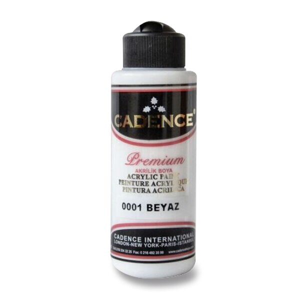Akrylové barvy Cadence Premium 120 ml, výběr barev bílá