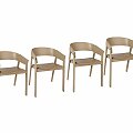 Set 4ks židlí Cover Chair SE2019 sv.hnědá polstrování kůže Stone Refine Leather