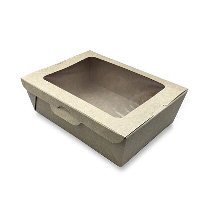 Product image Salát box s okénkem a tukovou bariérou - 1800 ml, 19,5 x 14 x 6,5  cm, 50 ks