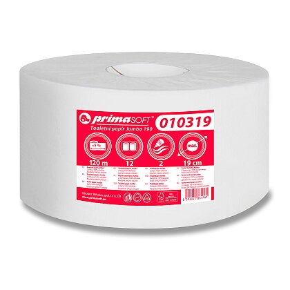 Obrázok produktu PrimaSoft Jumbo - toaletný papier - 2-vrstvový, priemer 19 cm, návin 120 m, 12 ks