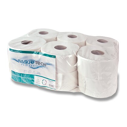 Obrázok produktu Tissue Tech Professional Jumbo - toaletný papier - 2-vrstvový, priemer 18,5 cm, návin 135 m, 12 ks