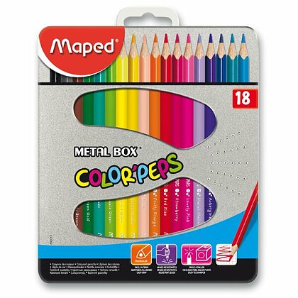 Obrázok produktu Maped Metal Box - farebné pastelky, 18 ks