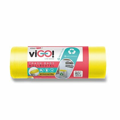 Product image viGO! - farebné vrecia na odpadky - 60 l, 10 ks, 30 mikrónov, žlté