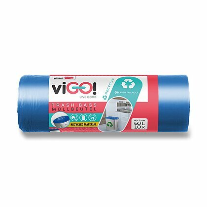 Obrázok produktu viGO! - farebné vrecia na odpadky - 60 l, 10 ks, 30 mikrónov, modré